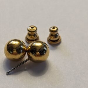 Gold tone Ball pierced ears post backs earrings vintage 1970's unmarked